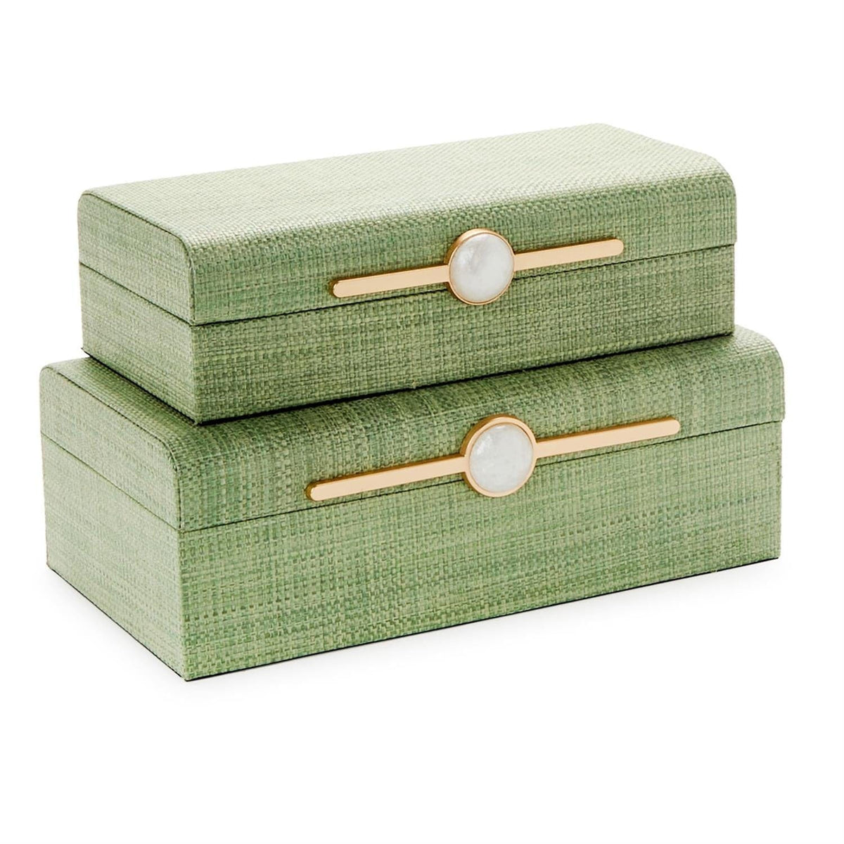 Tozai Monaco Green Faux Seagrass Nested Decorative Boxes Boxes