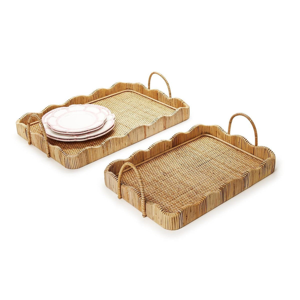 Tozai Scalloped Edge Trays with Handles Decorative Trays