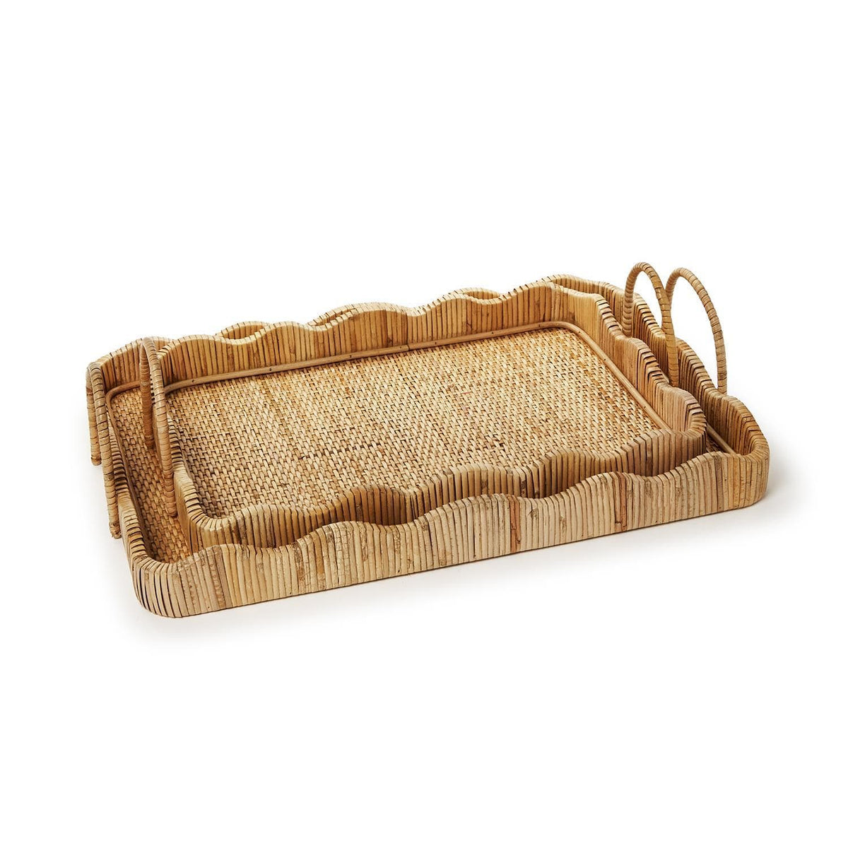 Tozai Scalloped Edge Trays with Handles Decorative Trays