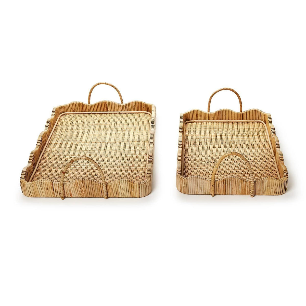 Tozai Scalloped Edge Trays with Handles Decorative Trays