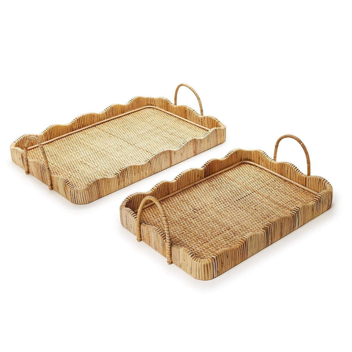 Tozai Scalloped Edge Trays with Handles Decorative Trays