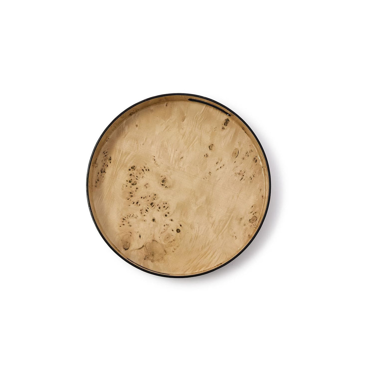 Tozai Small Burled Wood Pattern Round Tray Decorative Trays 54971-Small