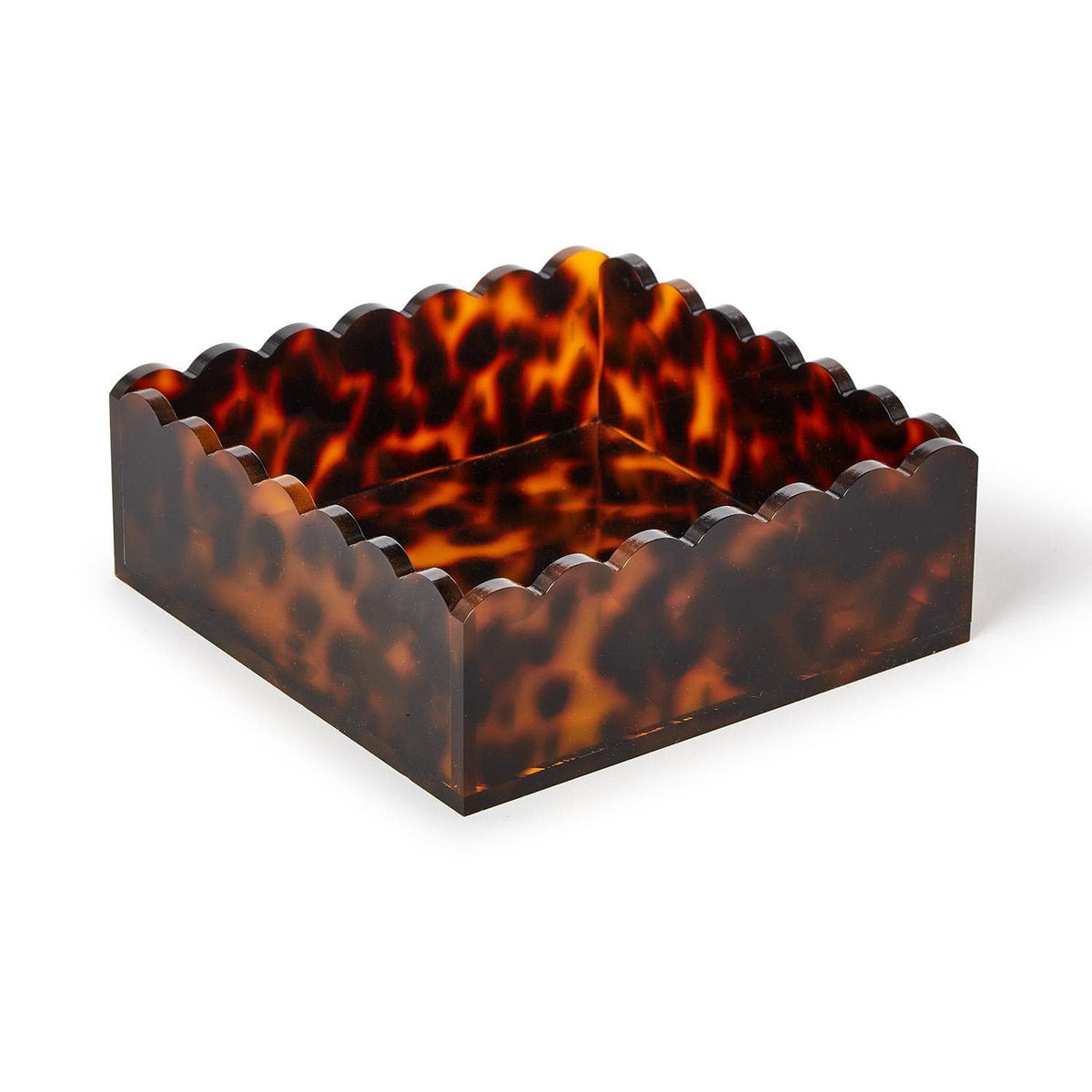 Tozai Tortoise Print Scalloped Edge Cocktail Napkin Holder Napkin Holders 55374