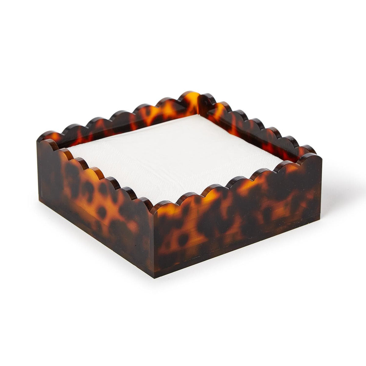 Tozai Tortoise Print Scalloped Edge Cocktail Napkin Holder Napkin Holders 55374