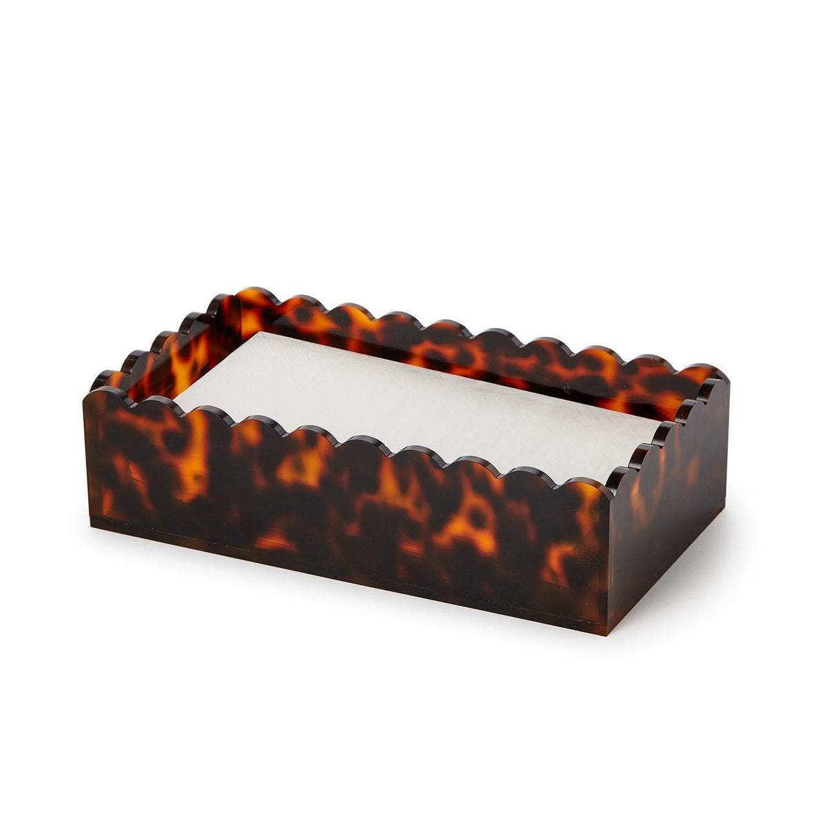 Tozai Tortoise Print Scalloped Edge Guest Towel / Utensil Napkin Holder Napkin Holders 55373