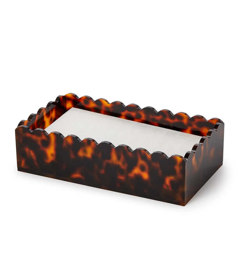 Tortoise Print Scalloped Edge Guest Towel / Utensil Napkin Holder