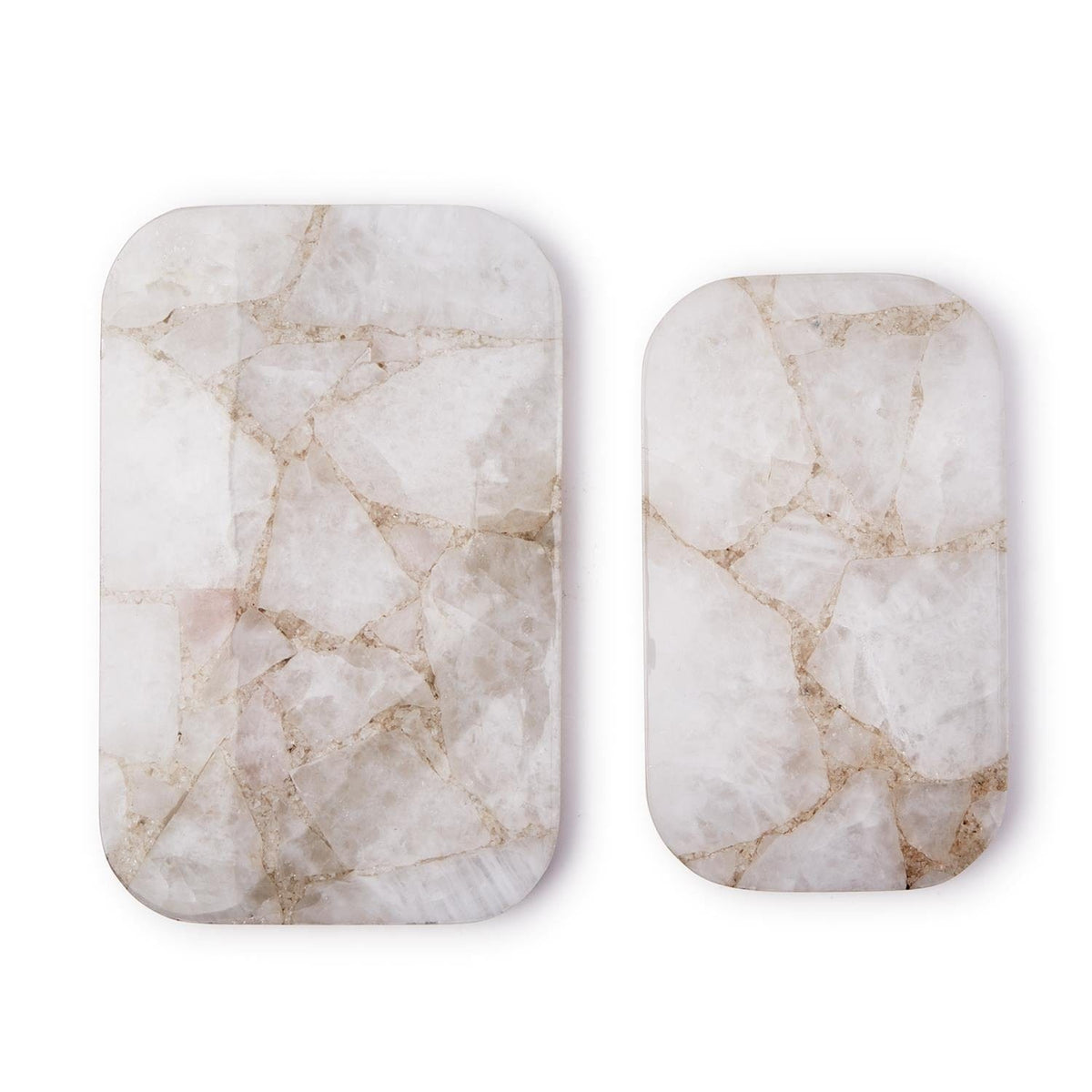 Tozai White Quartz Round Edge with Silver Feet Tray Decorative Trays