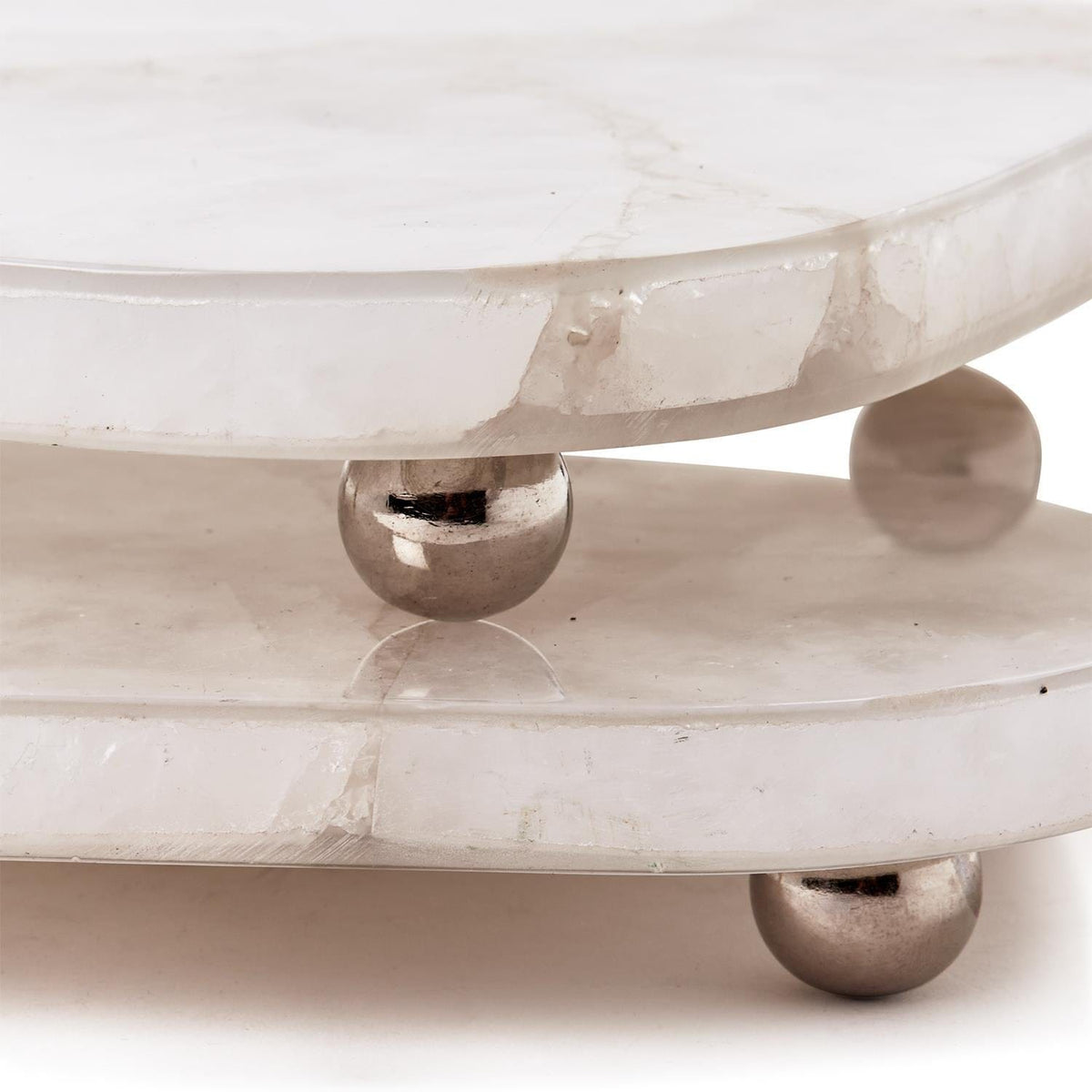 Tozai White Quartz Round Edge with Silver Feet Tray Decorative Trays