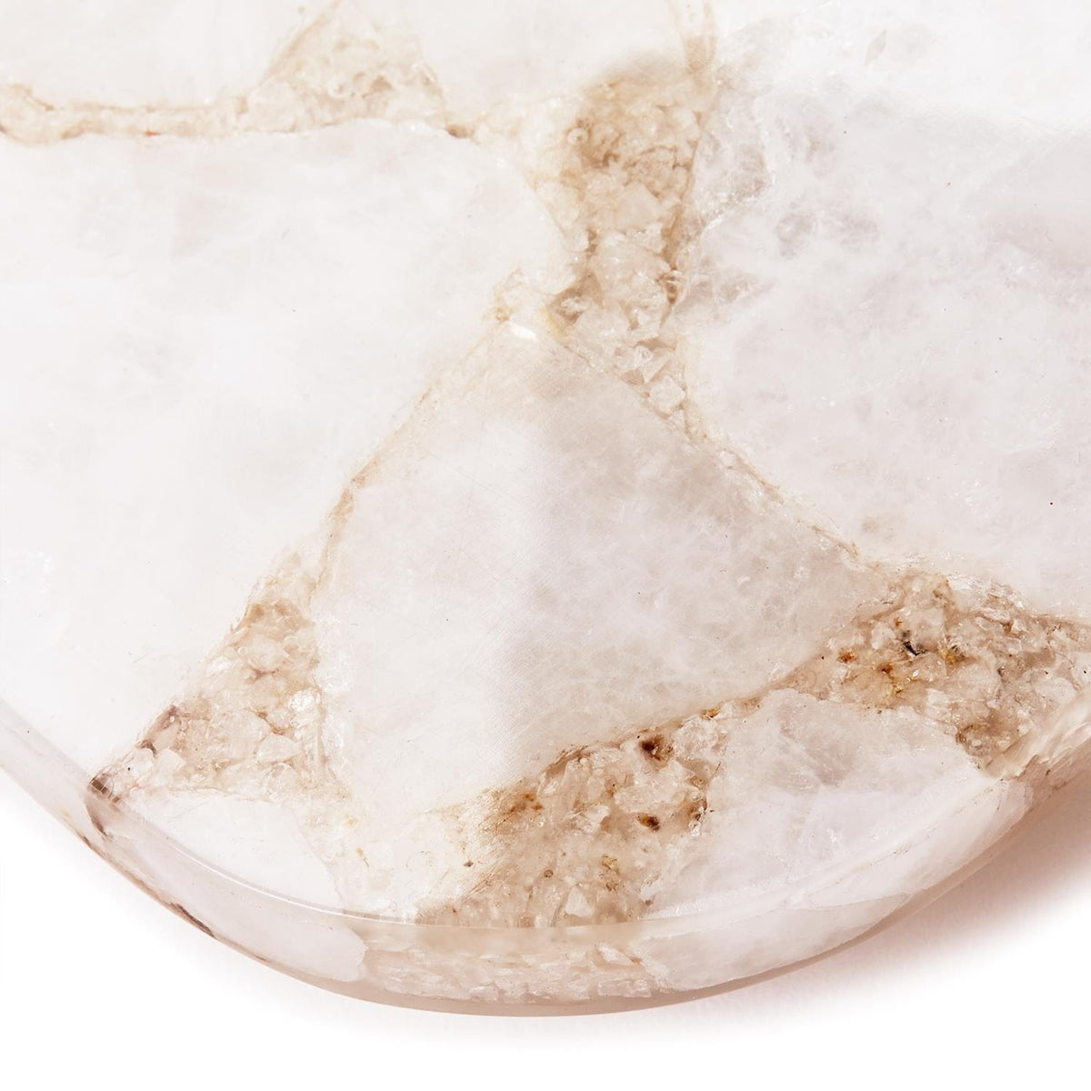 Tozai White Quartz Round Edge with Silver Feet Tray Decorative Trays