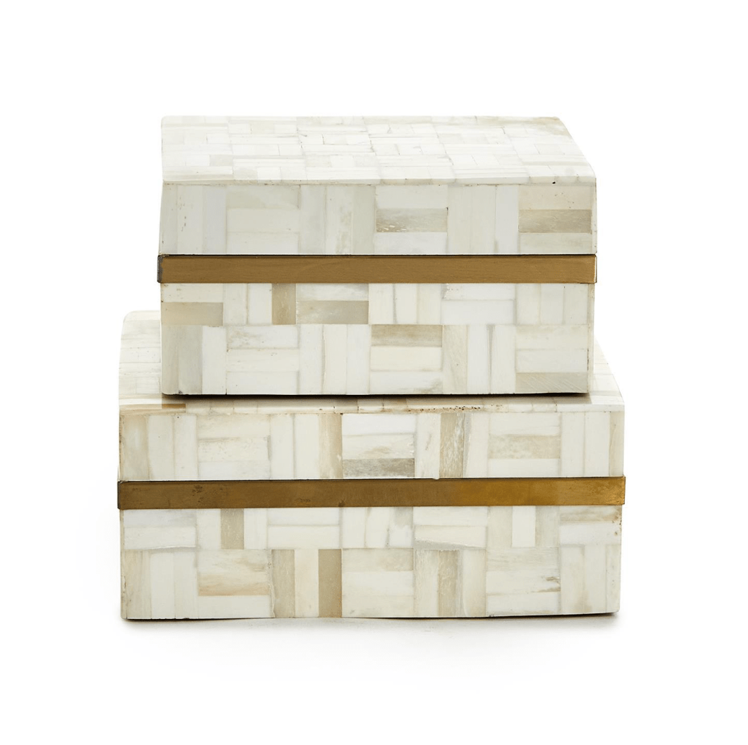 Tozai Whitestone Mosaic Tile Box Accent Boxes