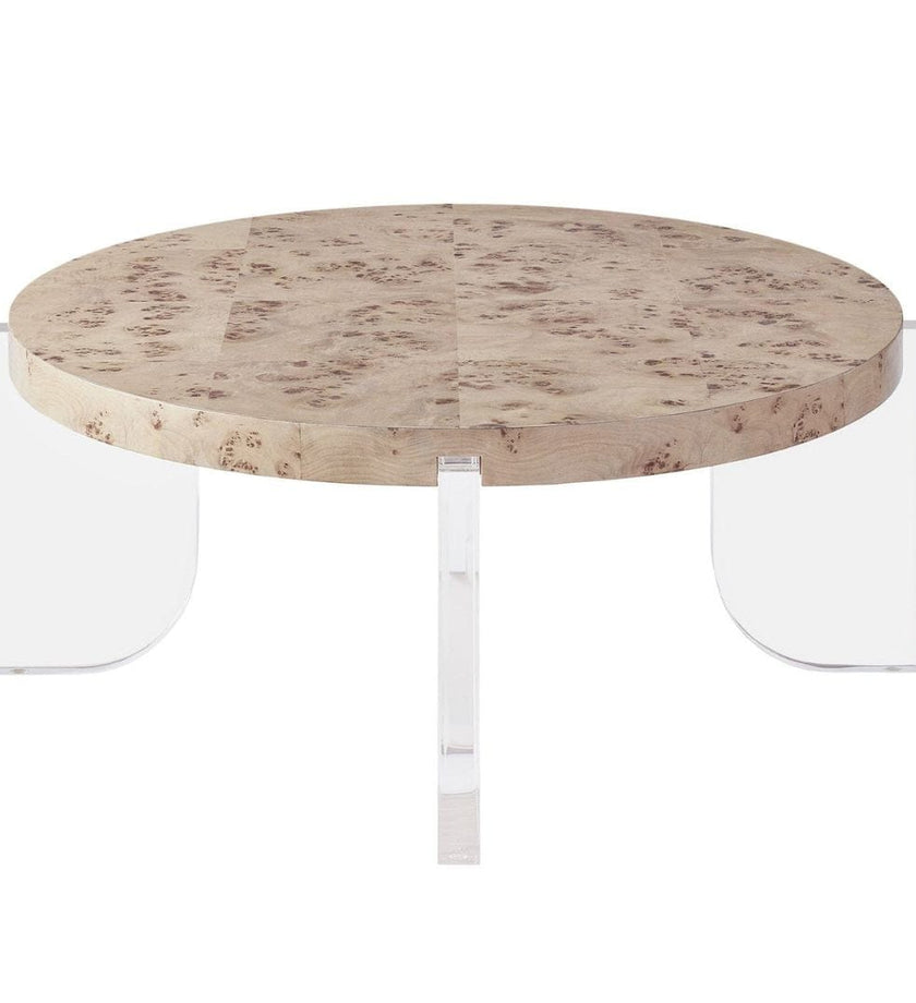 Burl & Acrylic Cocktail Table
