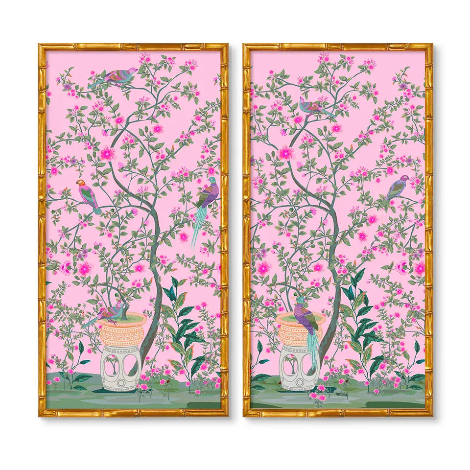 Urban Garden Sitting Bird Panel Pair Artwork