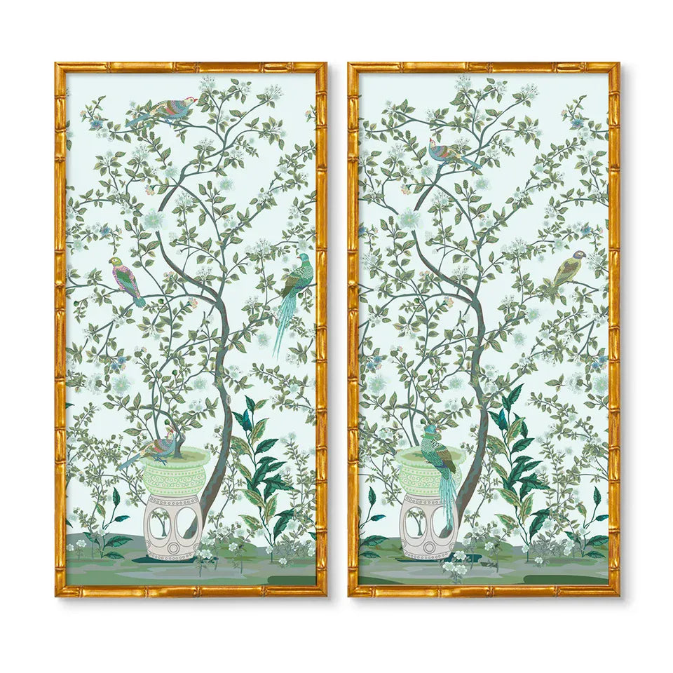 Urban Garden Sitting Bird Panel Pair Artwork