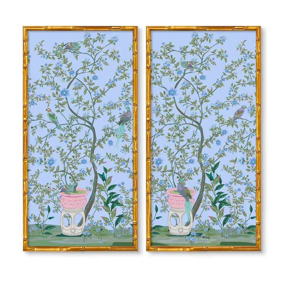 Urban Garden Sitting Bird Panel Pair Artwork