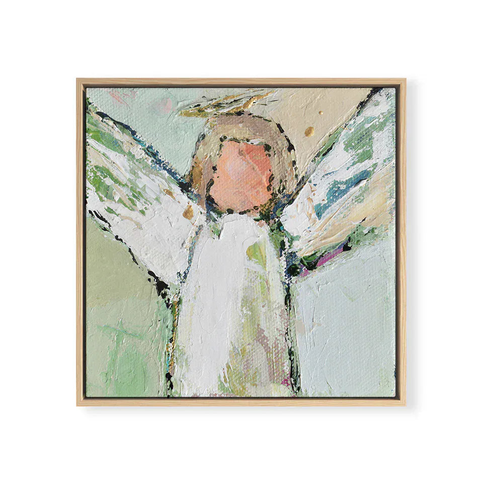 Urban Garden Wrapped Canvas / 10x10 Green Angel by The Painted Katie Artwork GreenAngel1010Wrapped