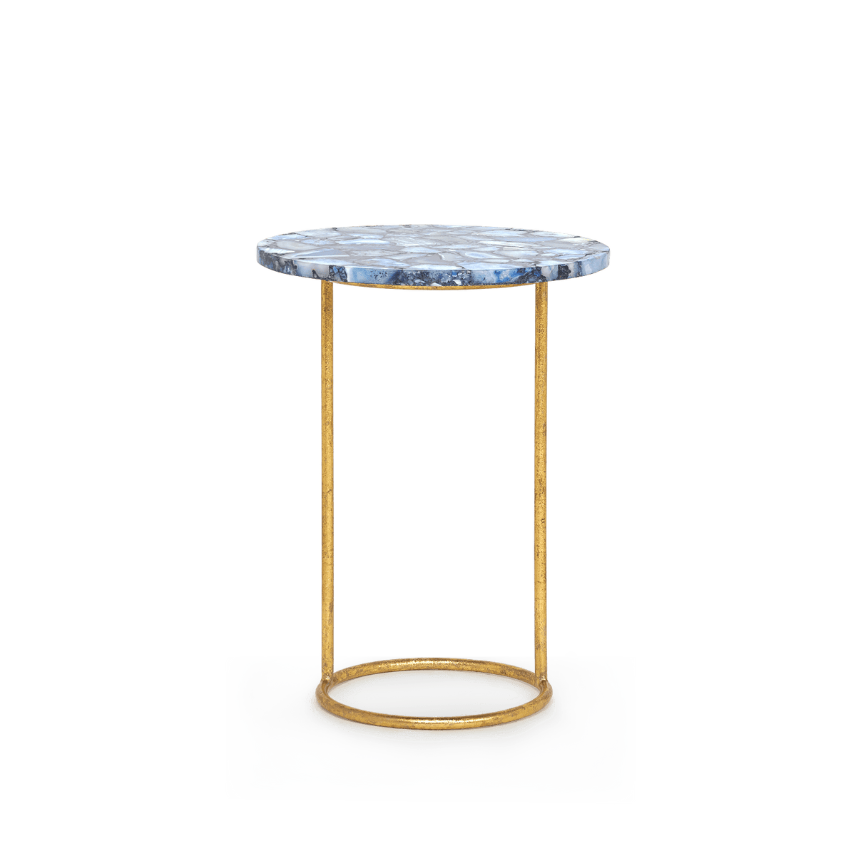 Villa & House Blue and Gold Leaf Jenay Side Table Side Tables JNY-100-858