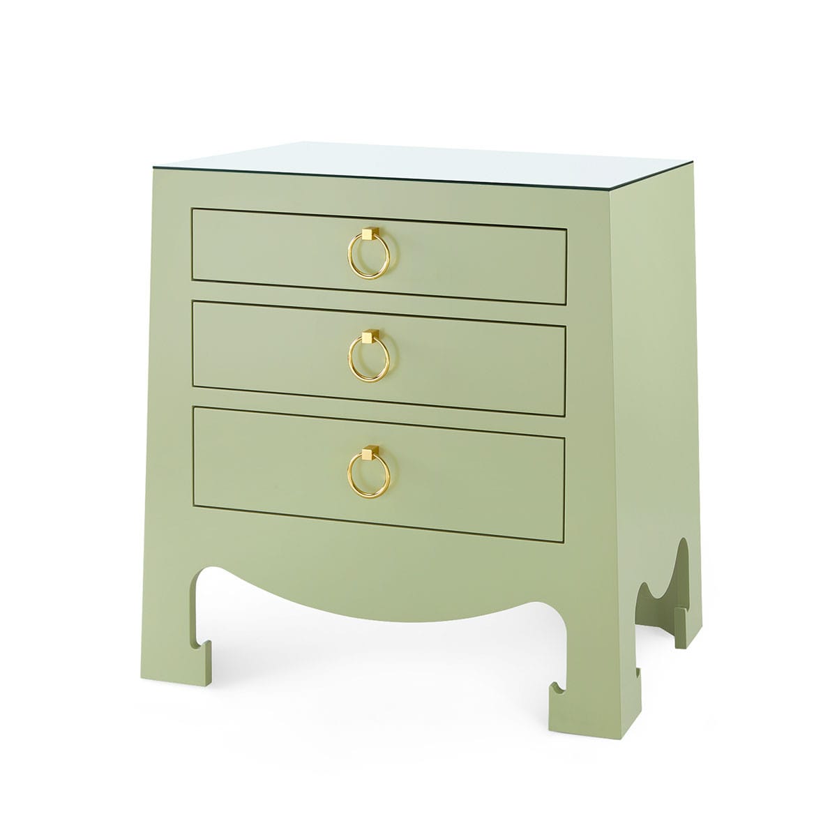 Villa & House Green / With Glass Jacqui 3-Drawer Side Table Side Table JAC-130-097-GT