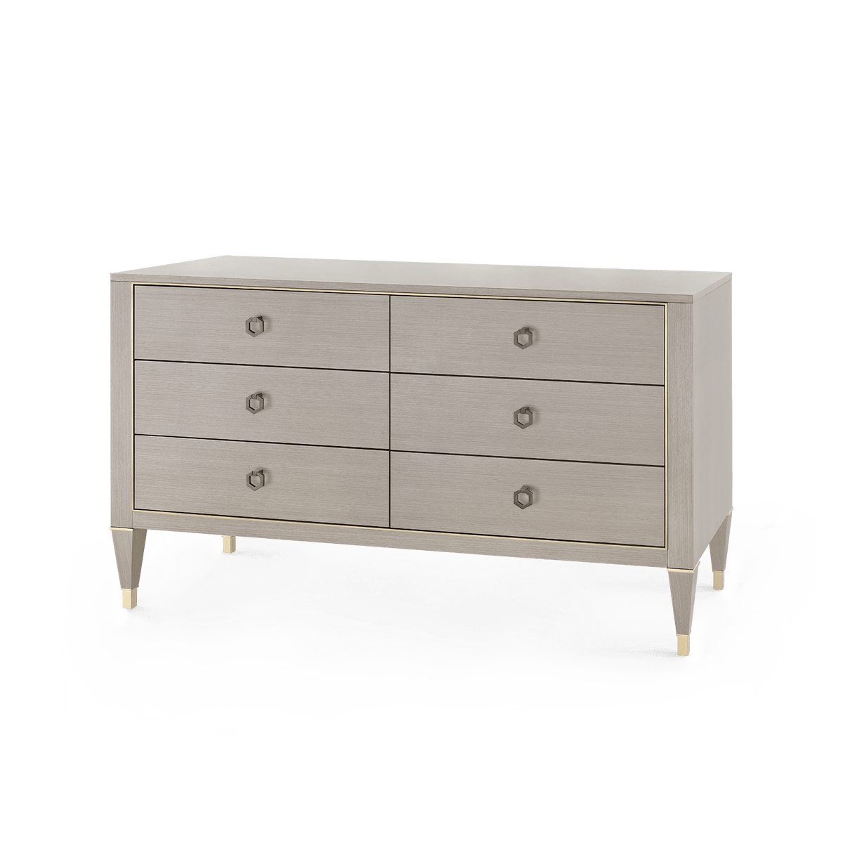 Villa & House Taupe Gray and Satin Bronze Morris Extra Large 6-Drawer Dressers MRS-250-26-804