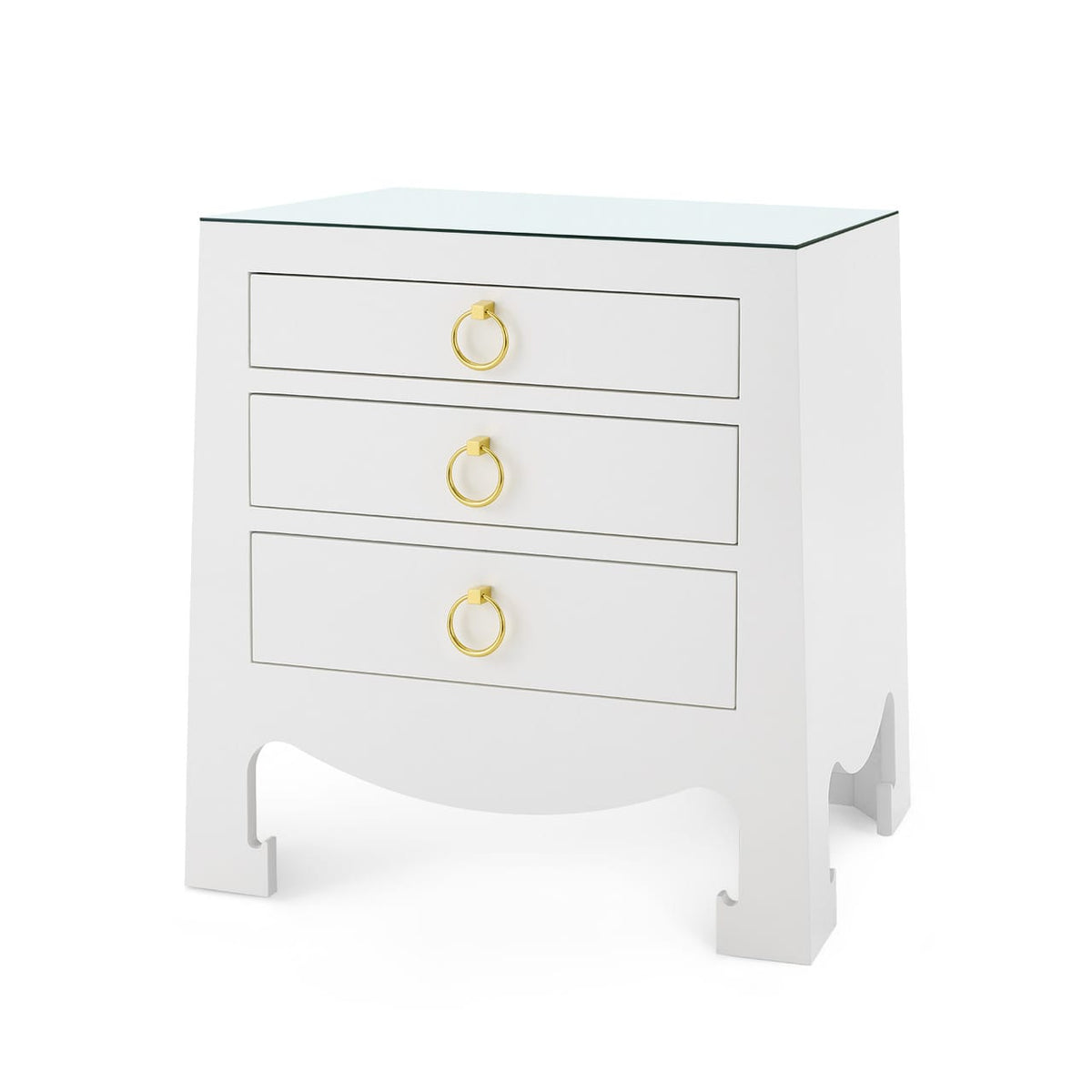 Villa & House White / With Glass Jacqui 3-Drawer Side Table Side Table JAC-130-09-GT