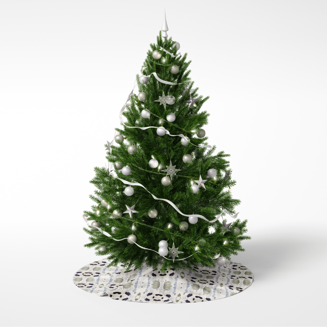 Windy O'Connor Mossy Blues Tree Skirt Seasonal & Holiday Decorations MossyBluesTreeSkirt