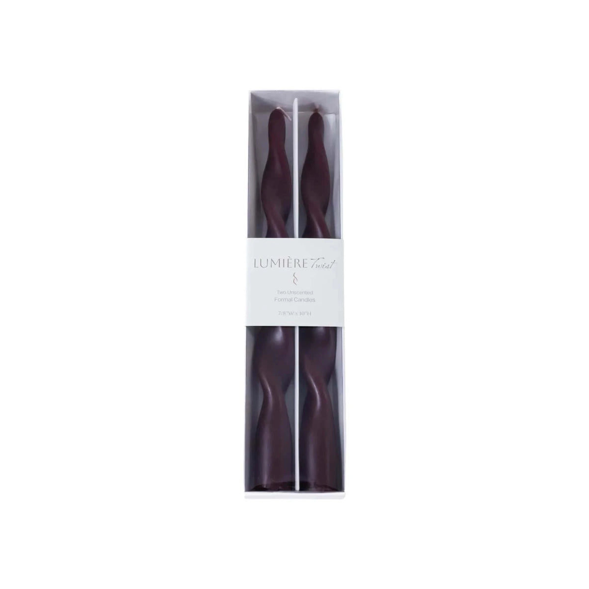 Zodax 10in Lumière Twist Formal Candles - Burgundy Candles VT-1431