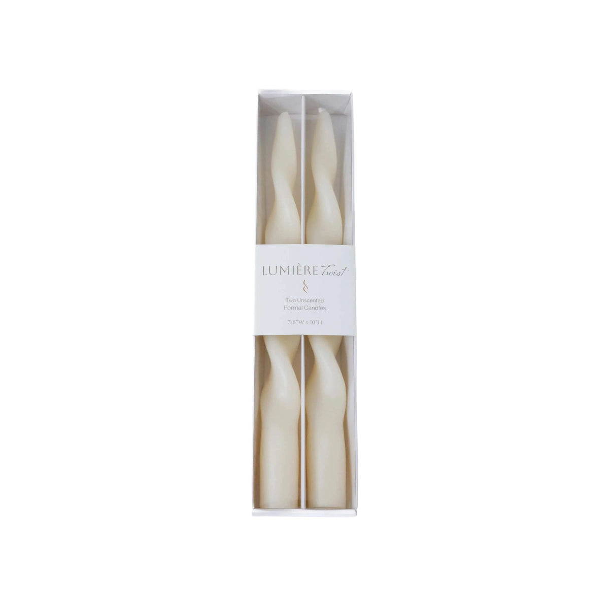 Zodax 10in Lumière Twist Formal Candles - Ivory Candles VT-1417