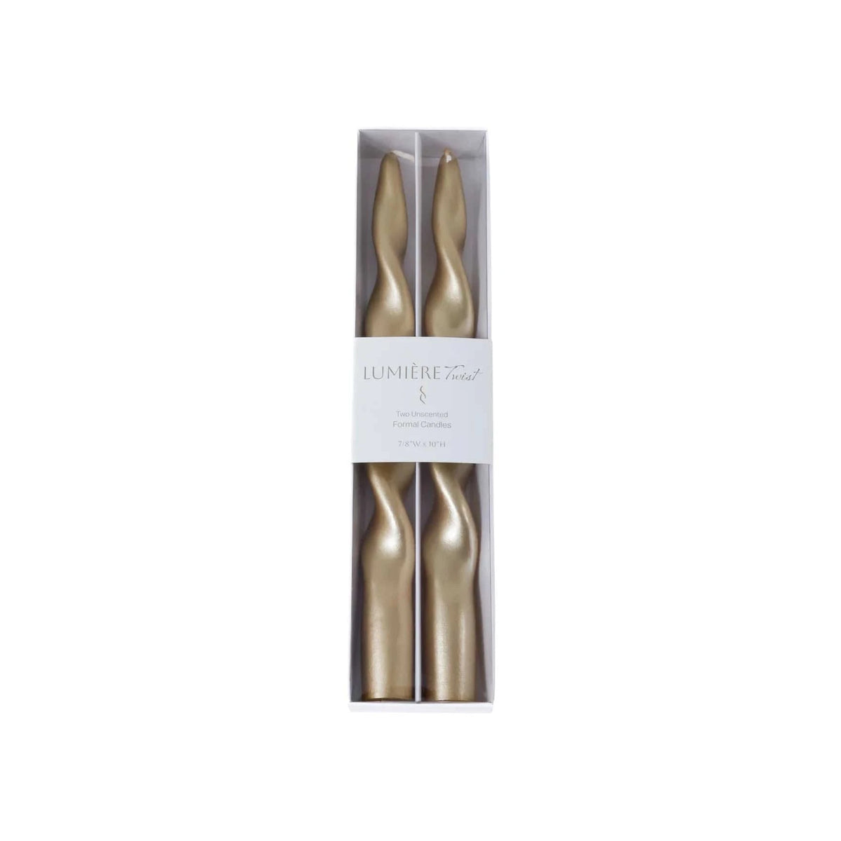 Zodax 10in Lumière Twist Formal Candles - Metallic Gold Candles 3.50