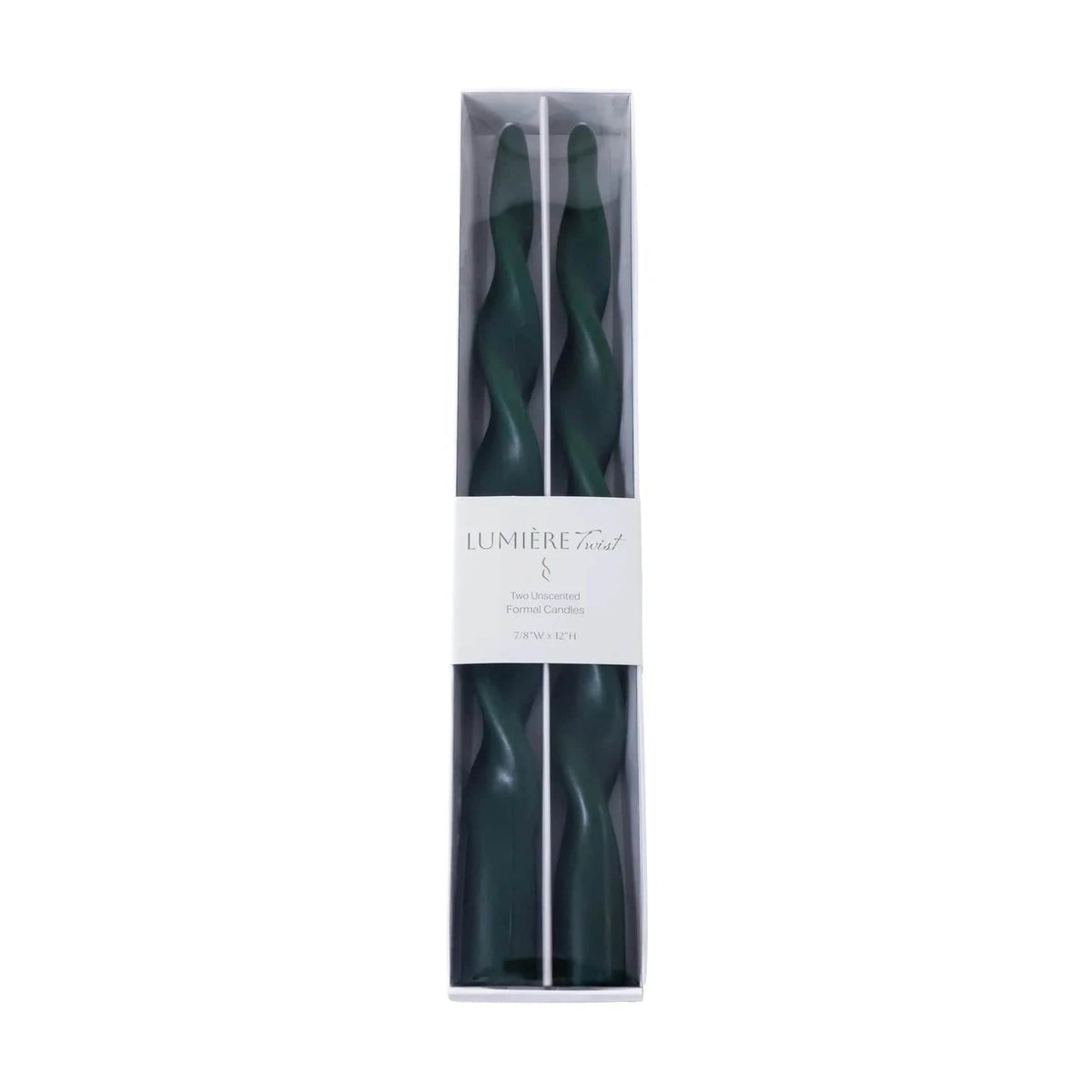 Zodax 12in Lumière Twist Formal Candles - Alpine Green Candles VT-1434