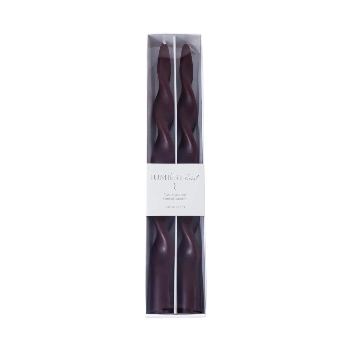 Zodax 12in Lumière Twist Formal Candles - Burgundy Candles VT-1432