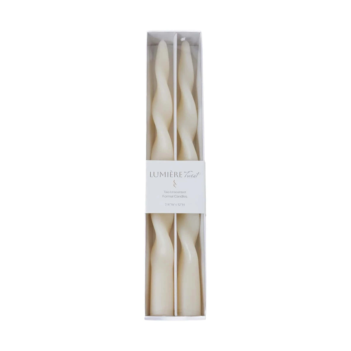Zodax 12in Lumière Twist Formal Candles - Ivory Candles 4.25