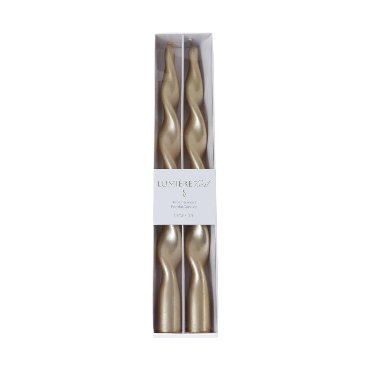 Zodax 12in Lumière Twist Formal Candles - Metallic Gold Candles 4.25