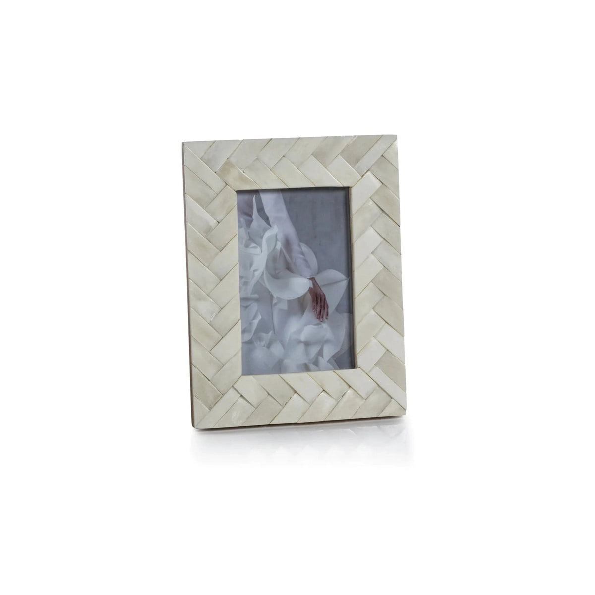 Zodax 4"x6" Bone Braided Photo Frame Picture Frames IN-7726