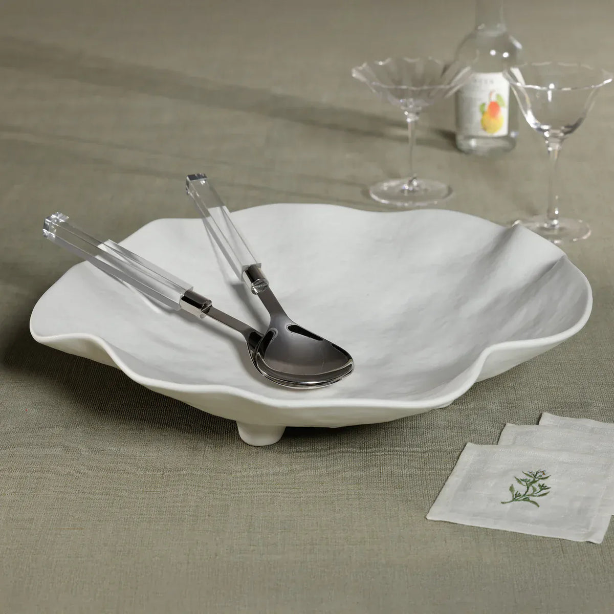 Zodax Alfresco Ceramic Round Wavy Bowl on Stand Bowl CH-8258