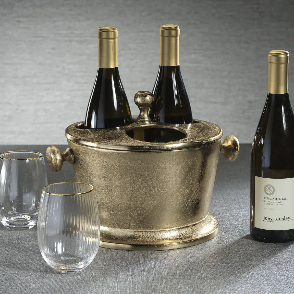 Zodax Alloy Bottle Wine Holder - Gold Bottle Wine Holder