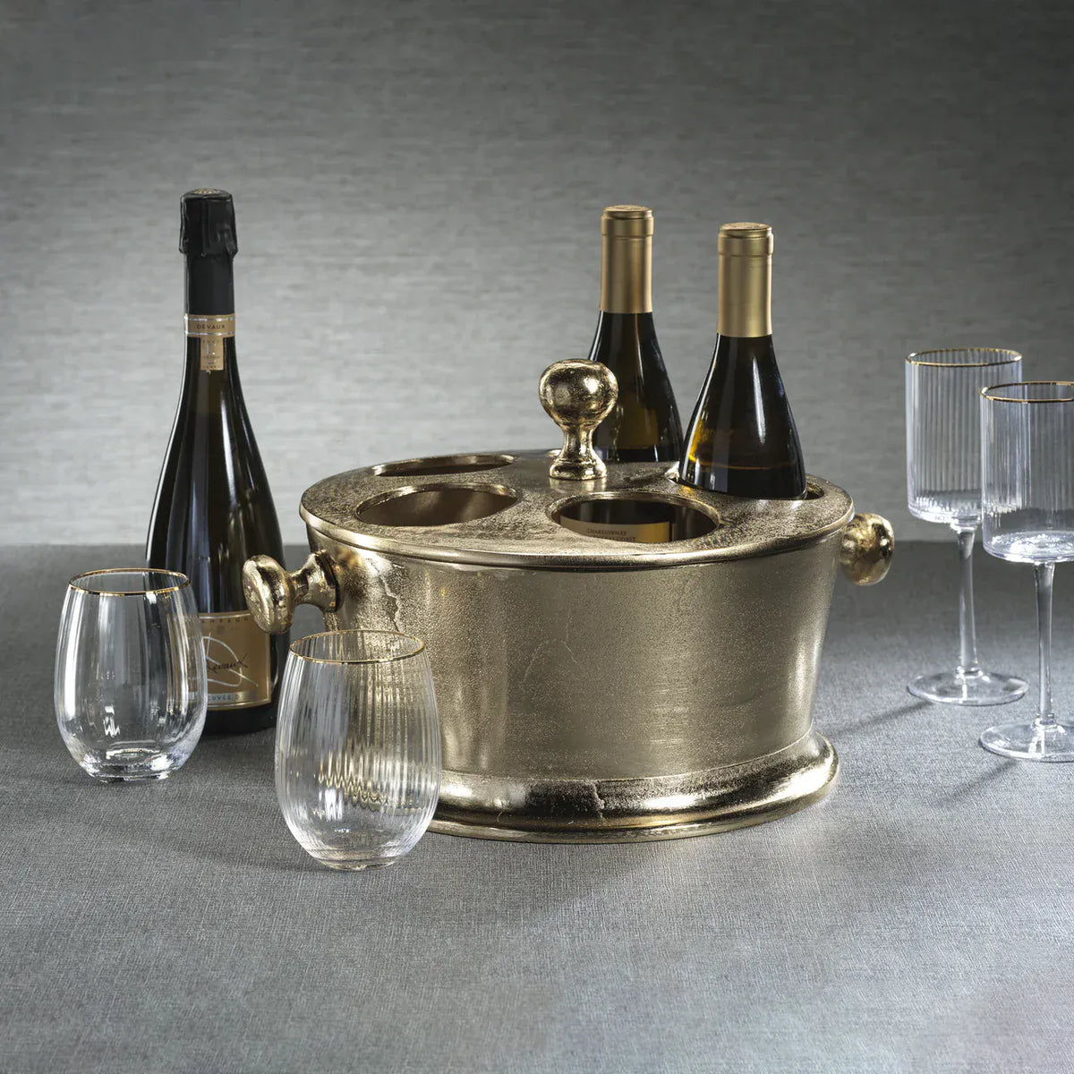 Zodax Alloy Bottle Wine Holder - Gold Bottle Wine Holder