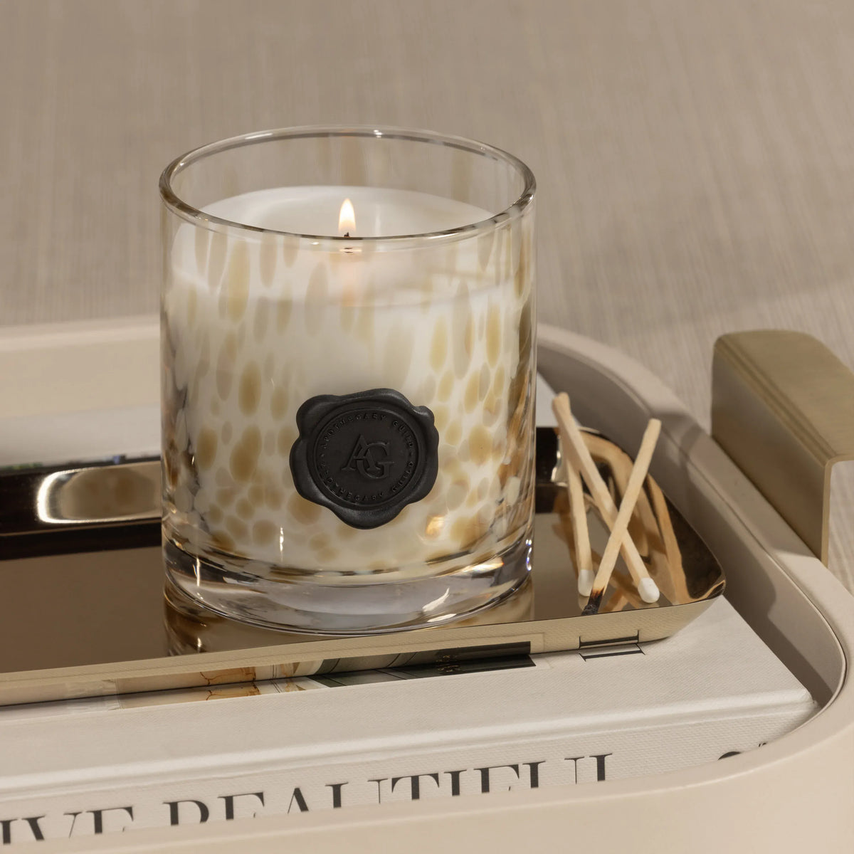Zodax Apothecary Guild Opal Glass Candle Jar - Light Mocha Candles