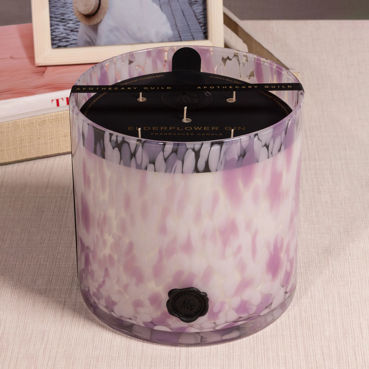 Zodax Apothecary Guild Opal Glass Candle Jar - White and Lilac Candles