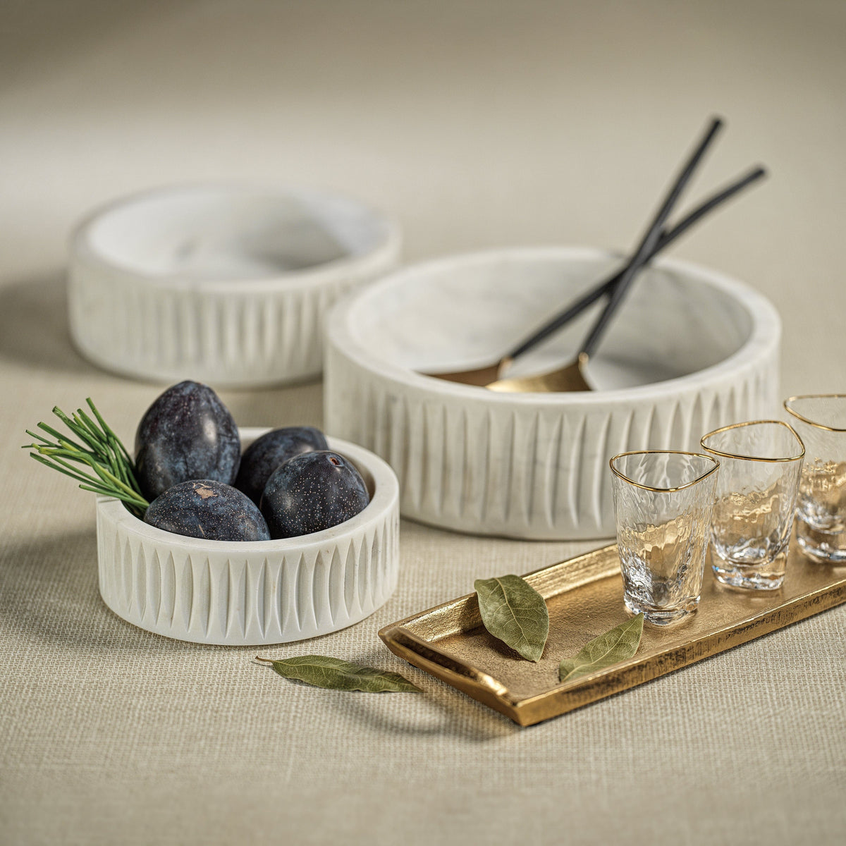 Zodax Arezzo Carved Marble Bowl Bowls