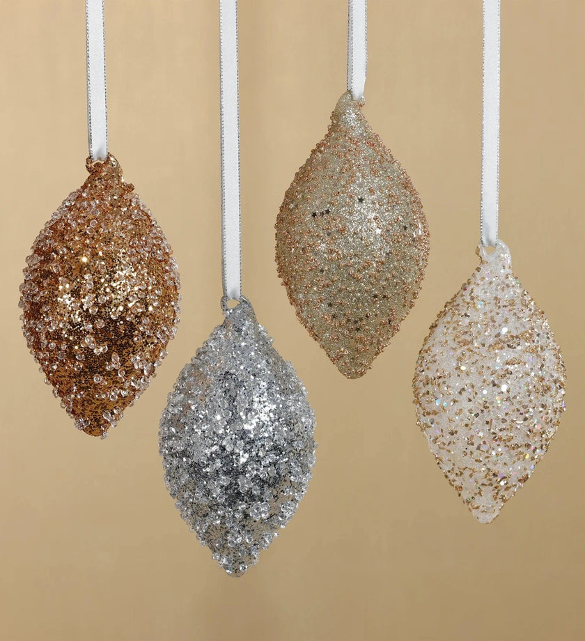 Beaded Tear Drop Glass Ornament - secondary