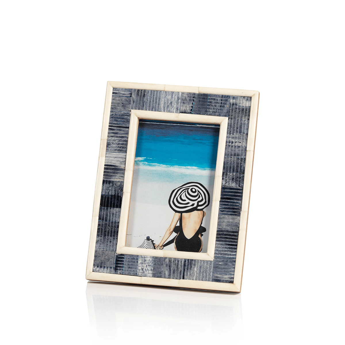 Zodax Blue Carved Bone Photo Frame