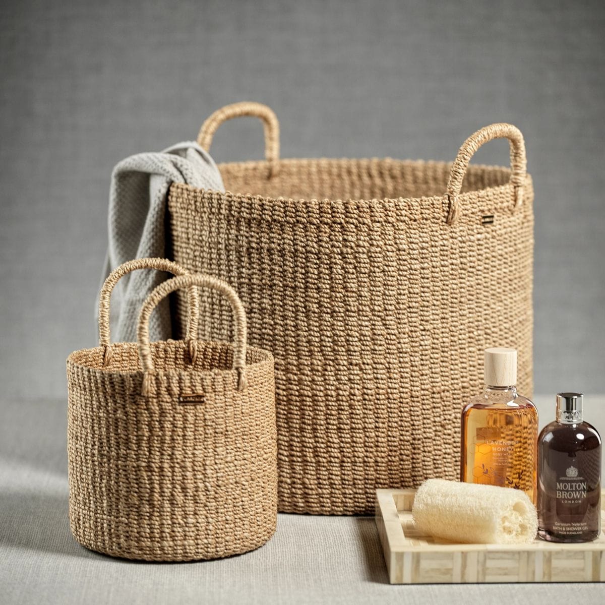 Zodax Camille Round Abaca Basket Hamper Baskets