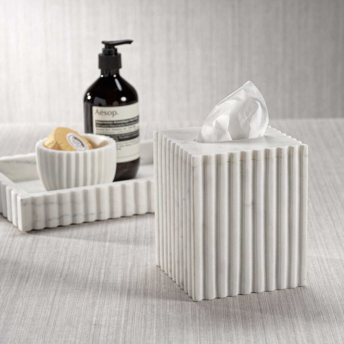 Zodax Camogli Fluted Marble Tissue Holder Tissue Holders IN-7836