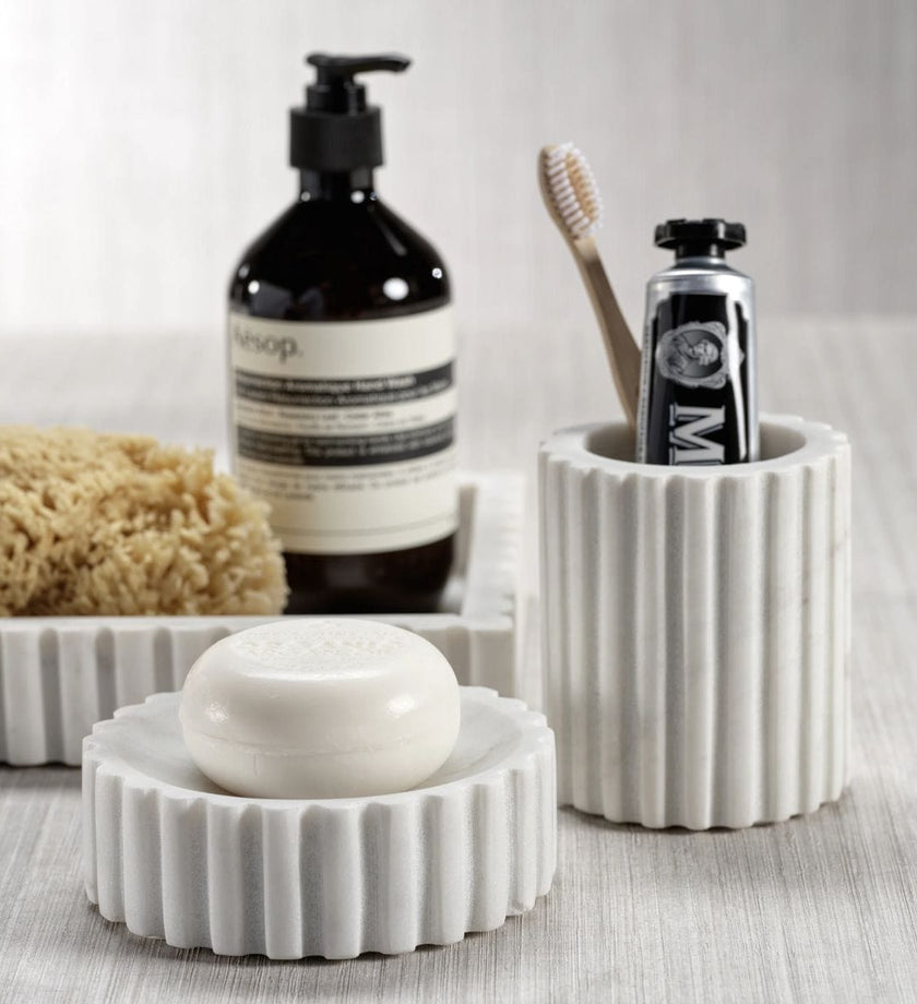 Camogli Fluted White Marble Tumbler - secondary