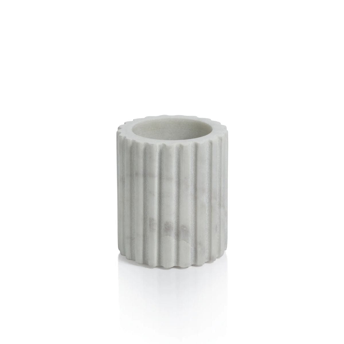 Zodax Camogli Fluted White Marble Tumbler Bathroom Accessories IN-7833