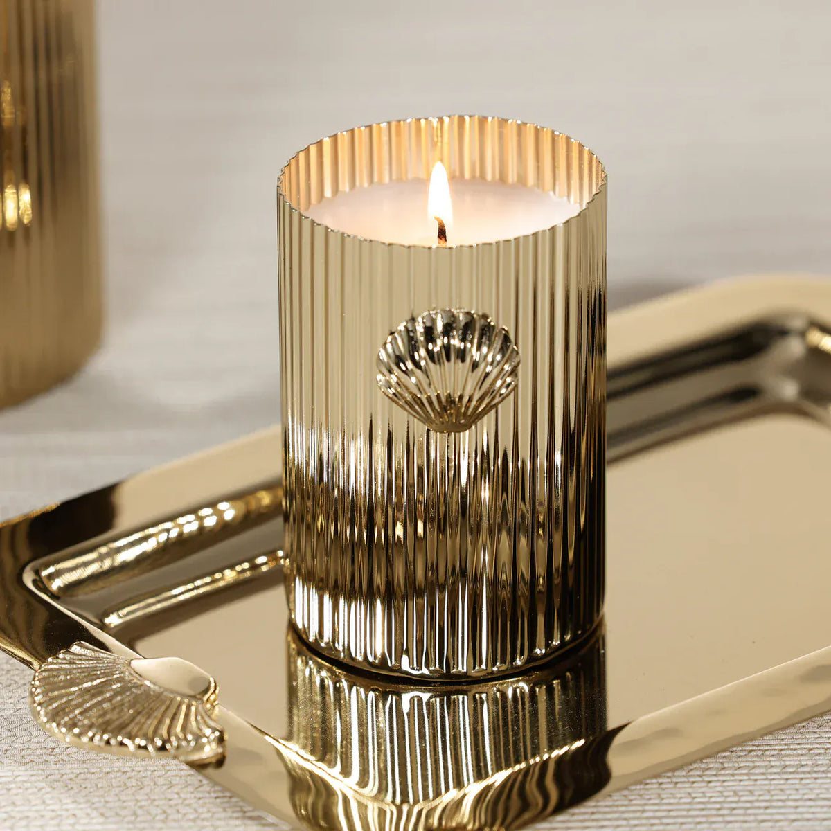 Zodax Cap Ferrat Fan Shell Design Candle in Gift Box Candles IG-2989