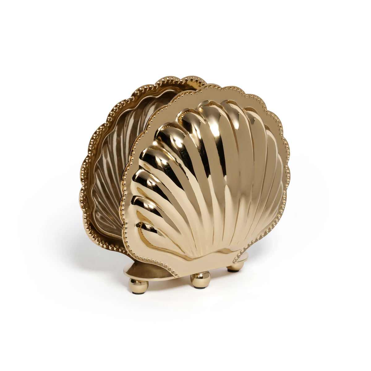 Zodax Cap Ferrat Fan Shell Napkin Holder - Polished Gold Napkin Holders IN-8466