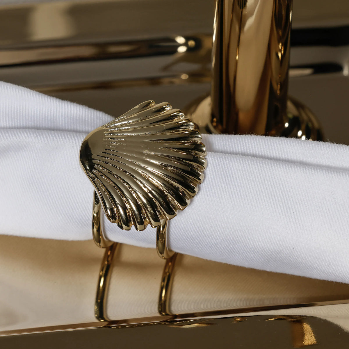 Zodax Cap Ferrat Fan Shell Napkin Ring - Gold Napkin Rings IN-8544