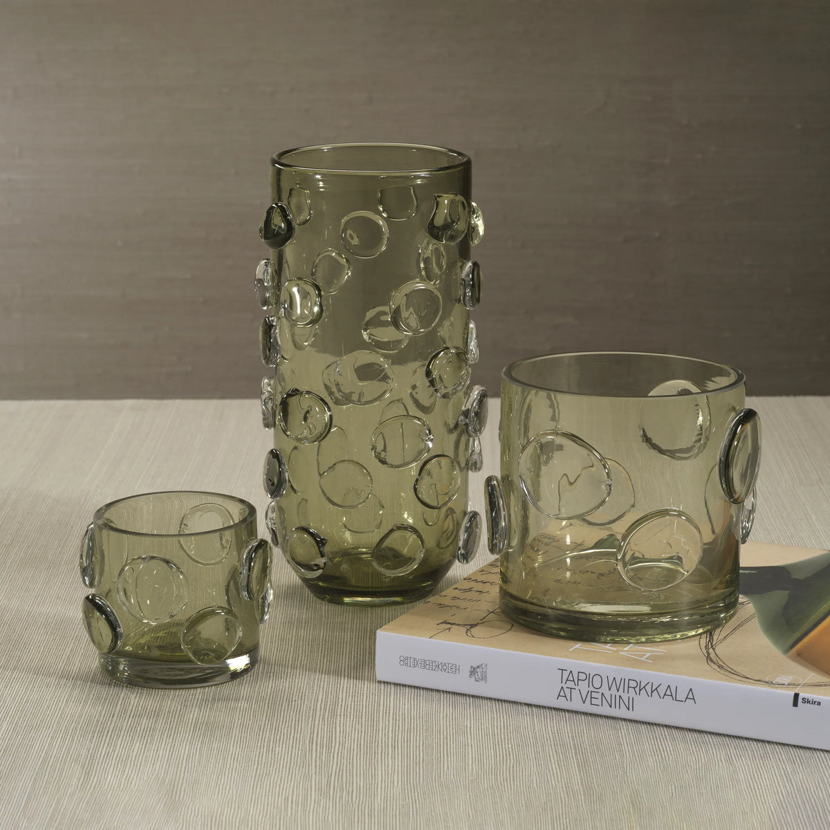 Zodax Celeste Tall Vase / Hurricane - Olive Green Vase CH-7871