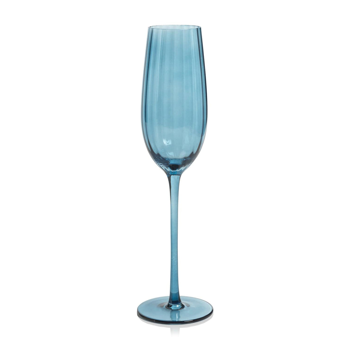 Zodax Champagne Flute Madeleine Optic Glassware- Blue Glassware CH-6691