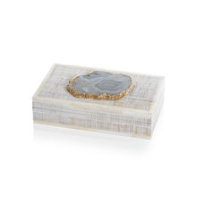 Zodax Chiseled Mangowood and Bone Box with Agate Stone IN-6339